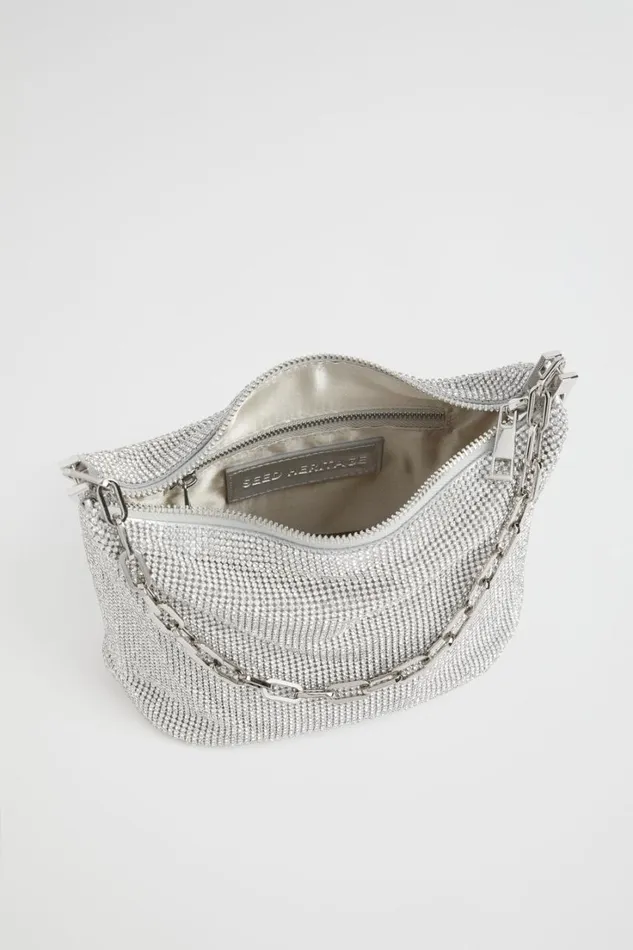 Shoulder Bags Woman Seed Heritage Embellished Shoulder Bag Silver
