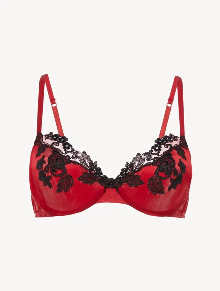 Silk Underwired Bra In Red With Black Frastaglio Lingerie La Perla Underwired Silk Underwired Bra In Red With Black Frastaglio Lingerie La Perla Underwired