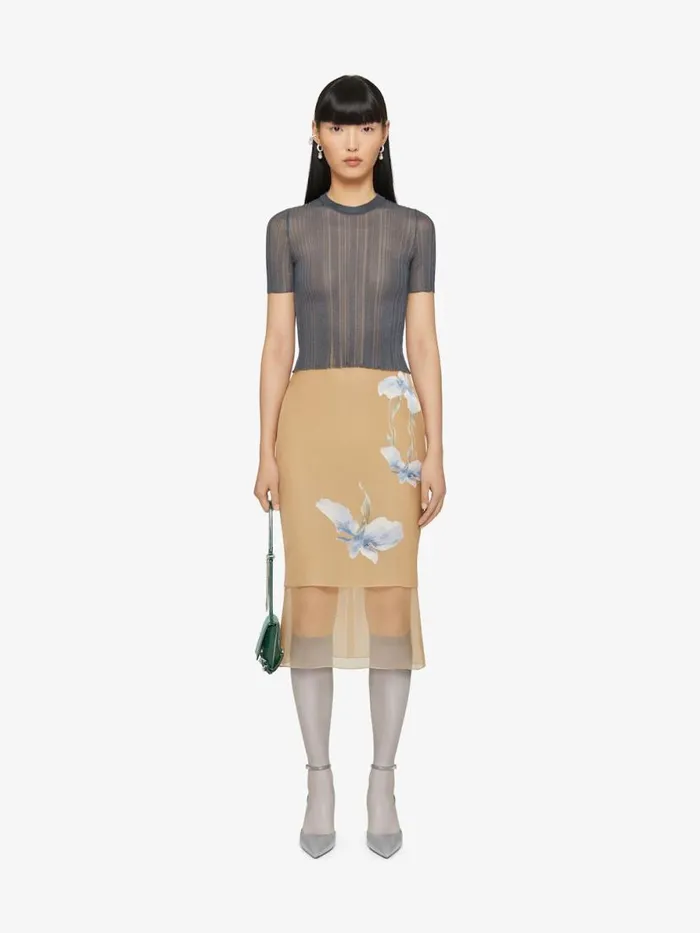 Skirt In Floral Dvor Satin Beigeblue Women Givenchy Skirts