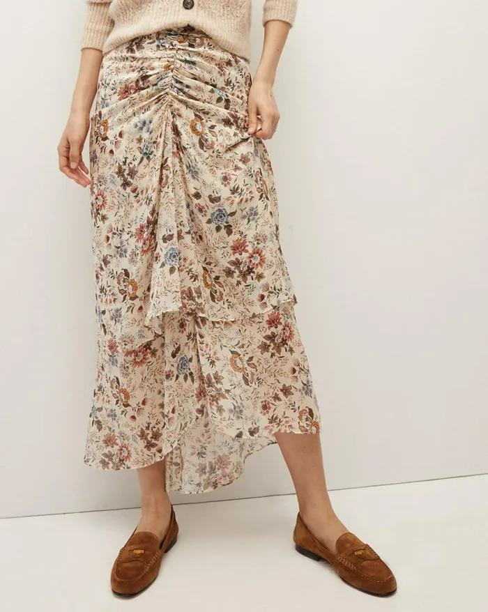Skirts and Shorts Shop Veronica Beard Sira Floral SilkGeorgette Skirt Ecru Multi