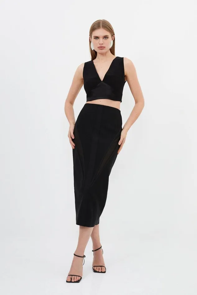 Skirts Women Karen Millen Figure Form Bandage Knit Midi Skirt Black