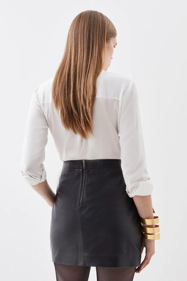 Skirts Women Karen Millen Leather Signature Mini Skirt