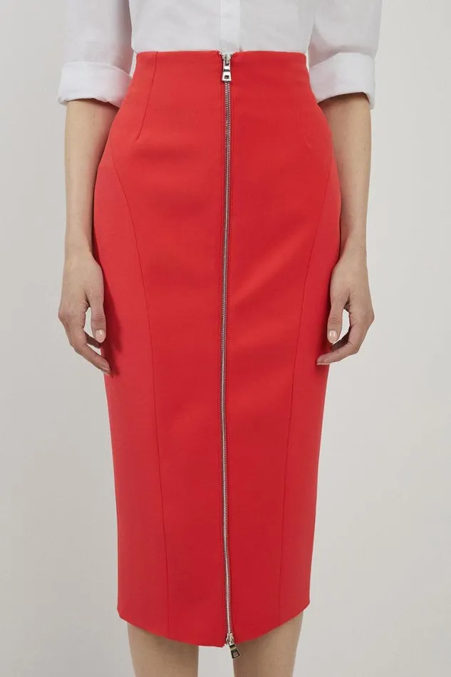Skirts Women Karen Millen Stretch Crepe Panelled Tailored Midaxi Skirt Red