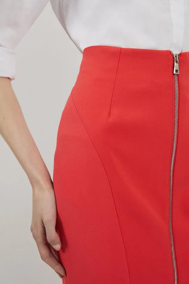 Skirts Women Karen Millen Stretch Crepe Panelled Tailored Midaxi Skirt Red