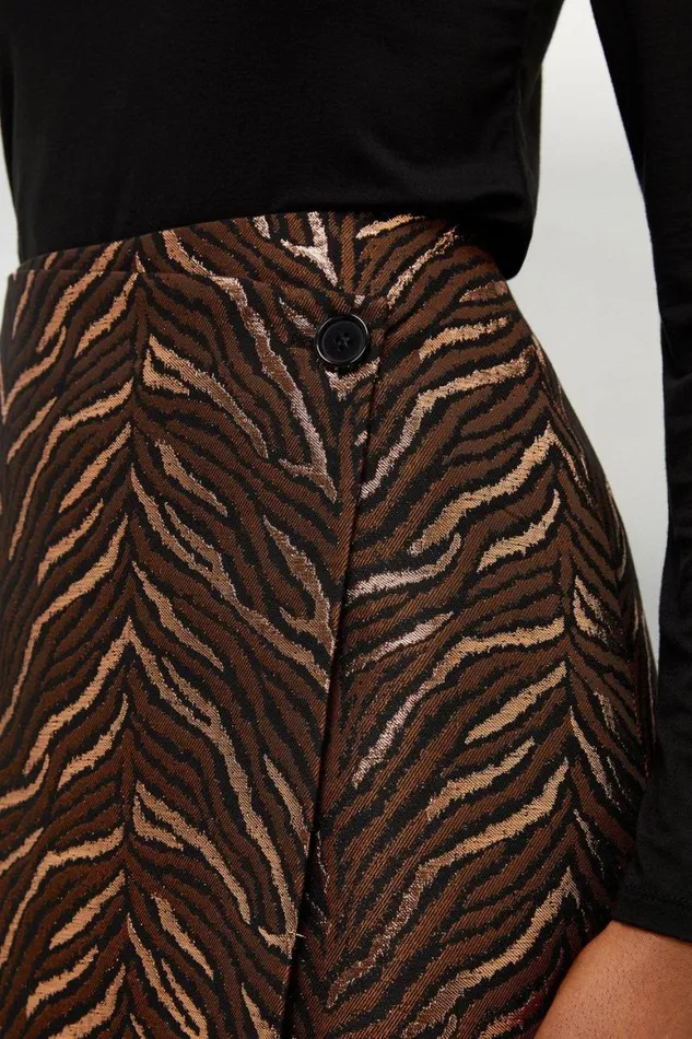 Skirts Women Karen Millen Tailored Jacquard Wrap Mini Skirt Copper