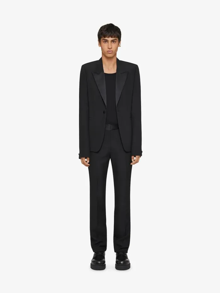 Slim Fit Jacket In Wool With Satin Collar Black Men Givenchy Coats and Jackets