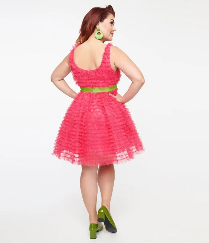 Smak Parlour 1960s Hot Pink Empire Waist Mini Dress DressesPlus Unique Vintage Babydoll