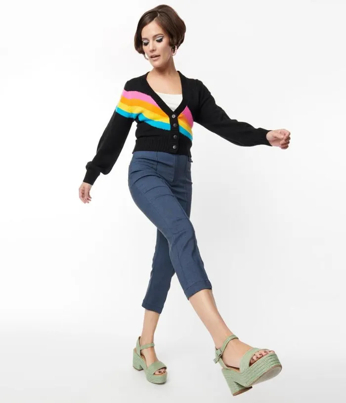 Smak Parlour Denim Bengaline and Rainbow Pocket Pintuck Capris ClothingPlus Unique Vintage Pants Smak Parlour Denim Bengaline and Rainbow Pocket Pintuck Capris ClothingPlus Unique Vintage Pants