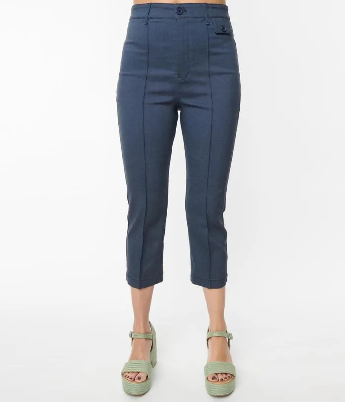 Smak Parlour Denim Bengaline and Rainbow Pocket Pintuck Capris ClothingPlus Unique Vintage Pants