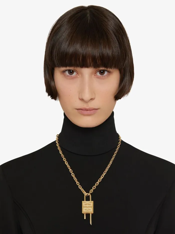 Small Lock Necklace In Metal Golden Yellow WomenMen Givenchy Jewelry