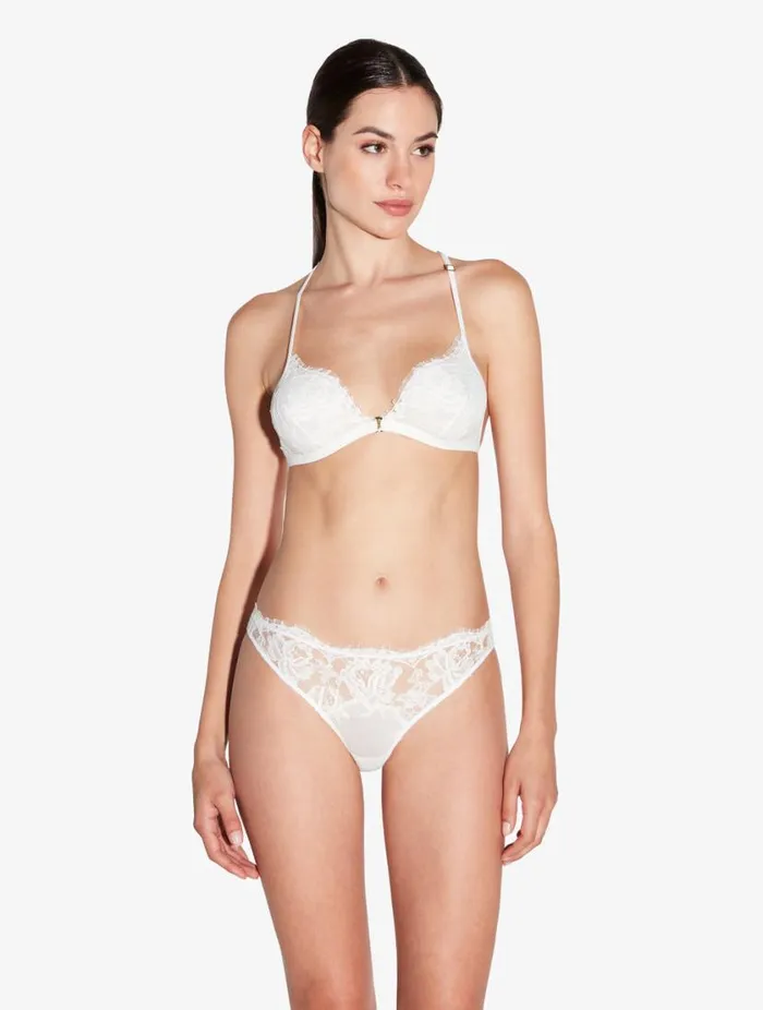 Soft Triangle Bra In Off White With Cotton Leavers Lace Lingerie La Perla Triangle