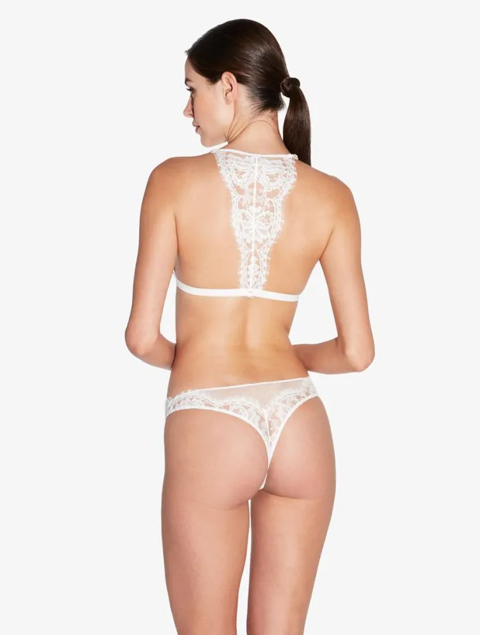 Soft Triangle Bra In Off White With Cotton Leavers Lace Lingerie La Perla Triangle