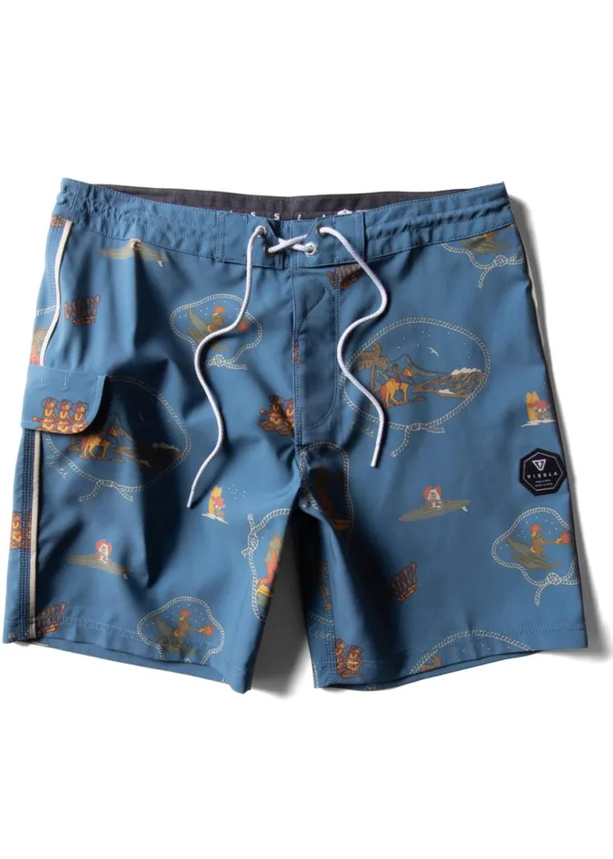 Soren Wavy West 13quot Kids Boardshort Tidal Blue Men Vissla Youth
