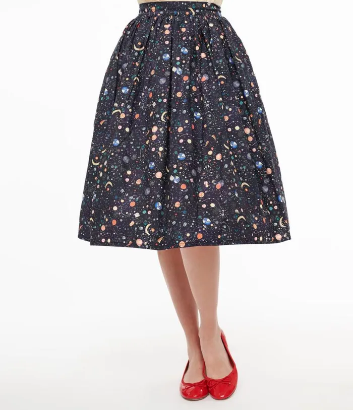 Space Print Gellar Swing Skirt Clothing Unique Vintage Skirts