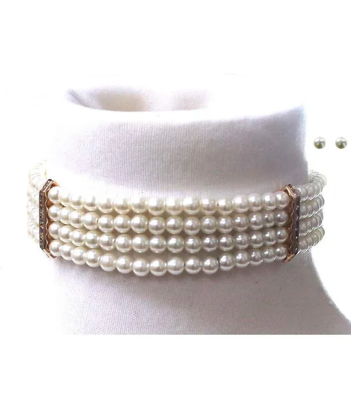 Stacked Faux Pearl Choker Necklace Accessories Unique Vintage Necklaces