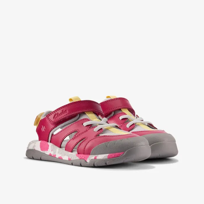 Steggy Roar Kid Pink Combination Kids Clarks Sandals