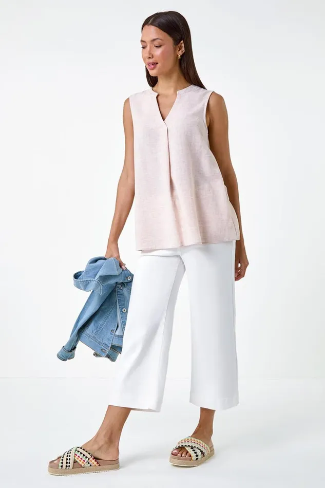 Stone Plain Sleeveless Vest Top Women Roman Tops