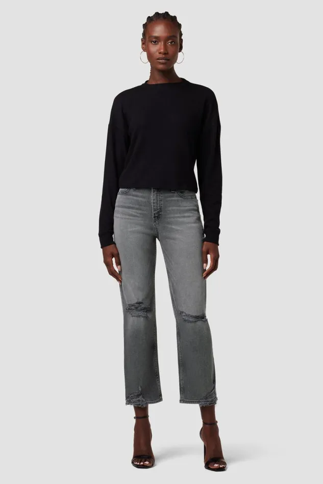 Straight Women Hudson Jeans Remi HighRise Straight Crop Jean Stone Grey Destructed Straight Women Hudson Jeans Remi HighRise Straight Crop Jean Stone Grey Destructed