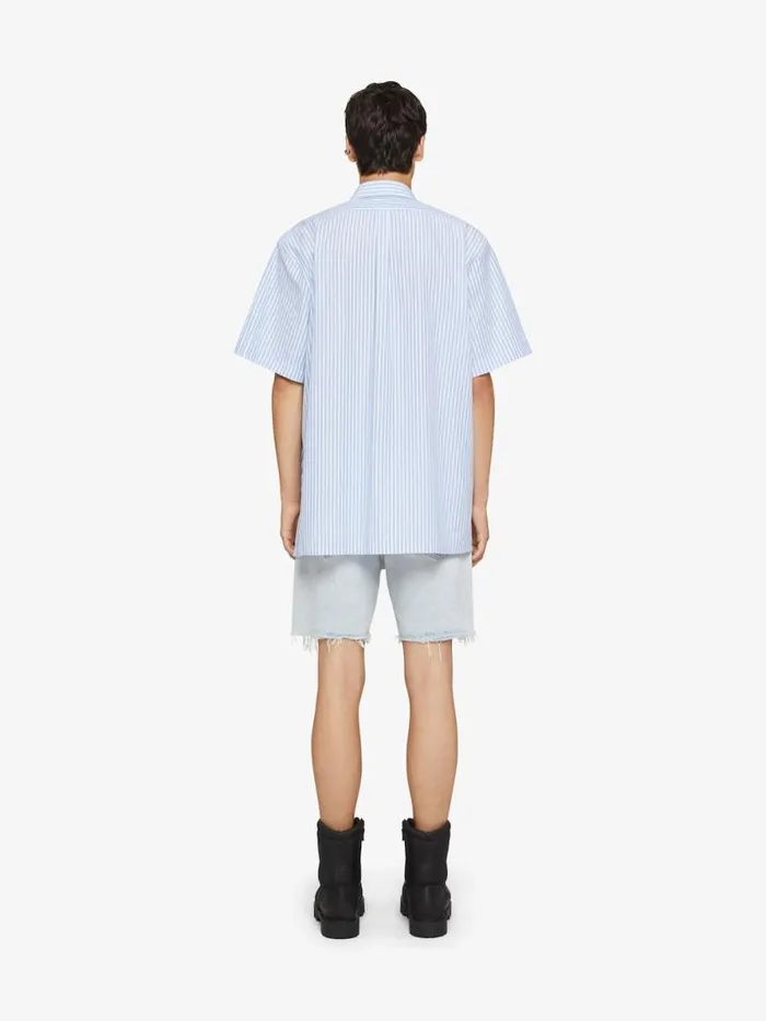 Striped Crest Shirt In Cotton Light Blue Men Givenchy Shirts