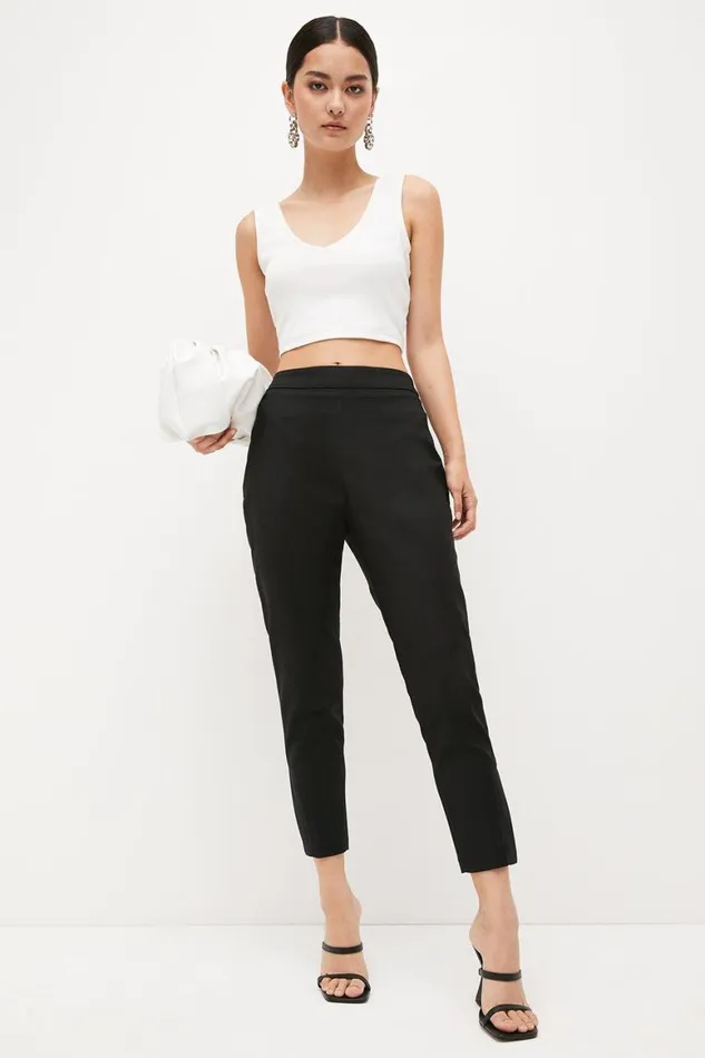 Suits Women Karen Millen Petite Essential Techno Woven Crop Trouser Black