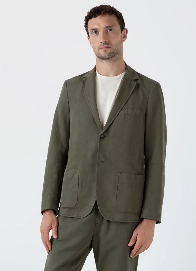 SUNSPEL Jackets and Coats Cotton Linen Blazer Khaki 8211 Men