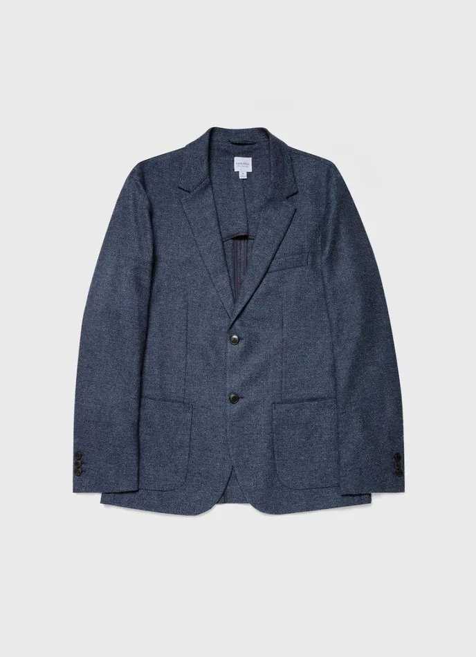 SUNSPEL Jackets and Coats Textured Wool Blazer Blue Melange 8211 Men