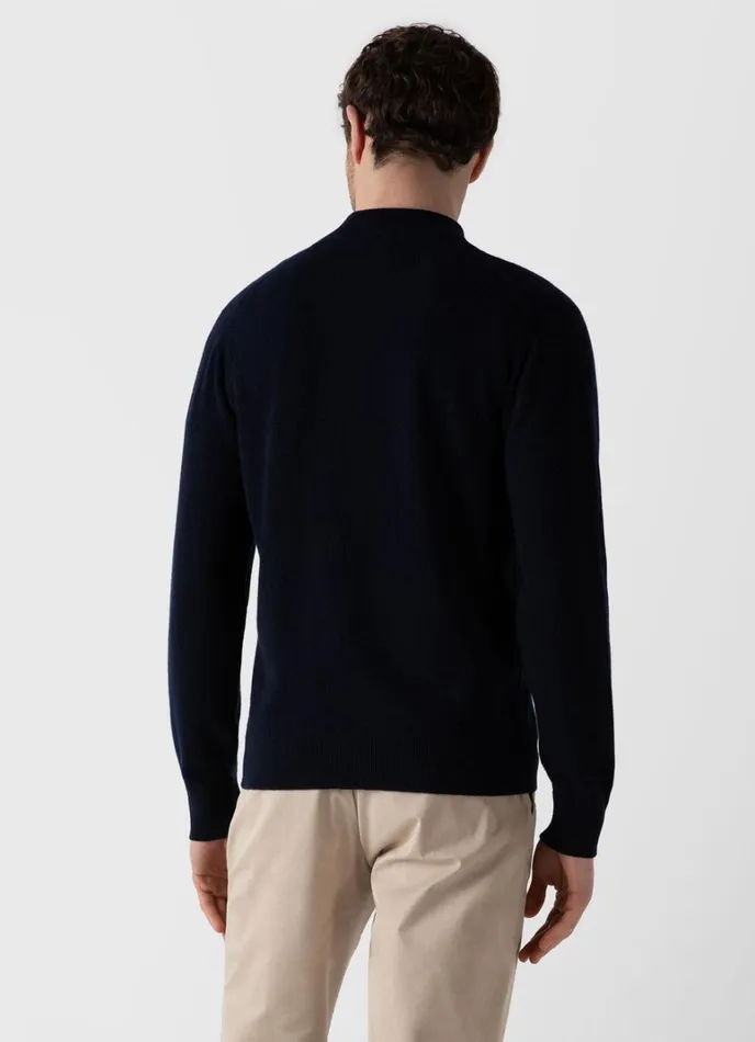 SUNSPEL Knitwear Cashmere Zip Neck Jumper Navy 8211 Men