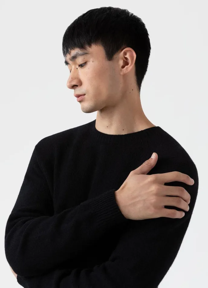 SUNSPEL Knitwear Lambswool Crew Neck Jumper Black 8211 Men