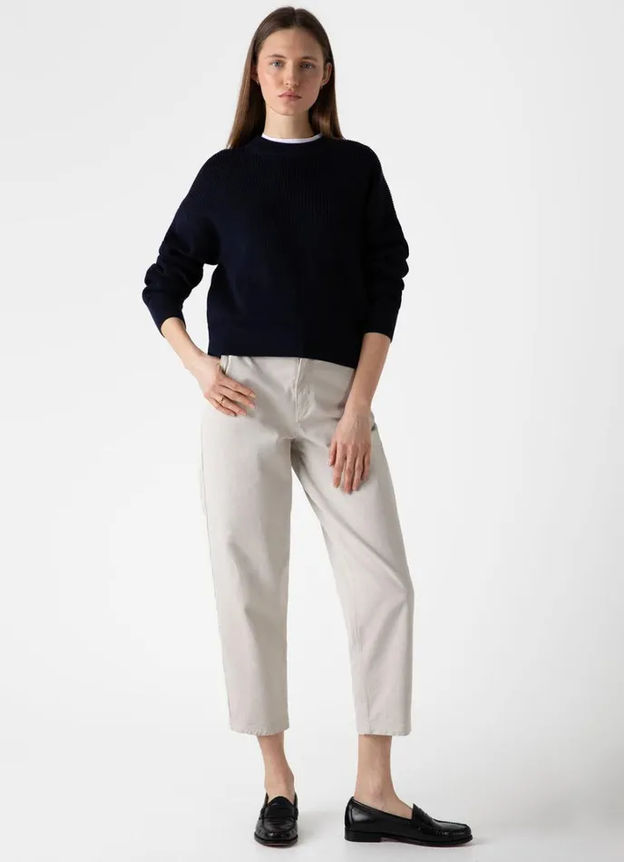 SUNSPEL Knitwear Ribbed Crew Neck Jumper Navy 8211 Women