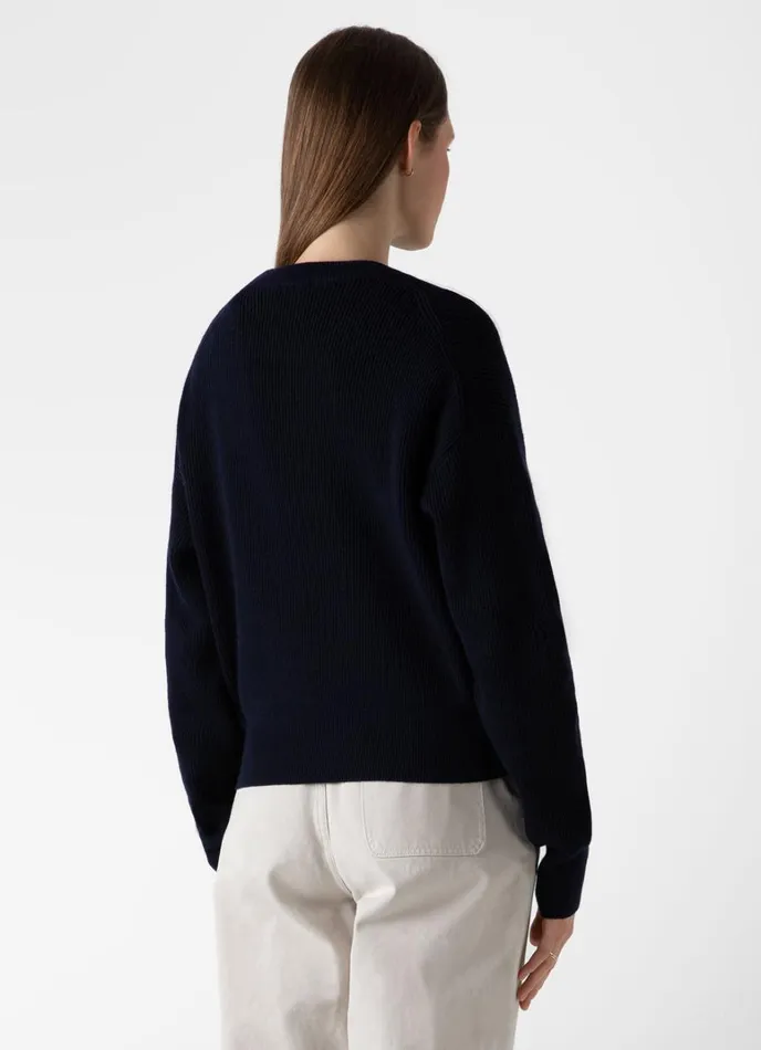 SUNSPEL Knitwear Ribbed Crew Neck Jumper Navy 8211 Women
