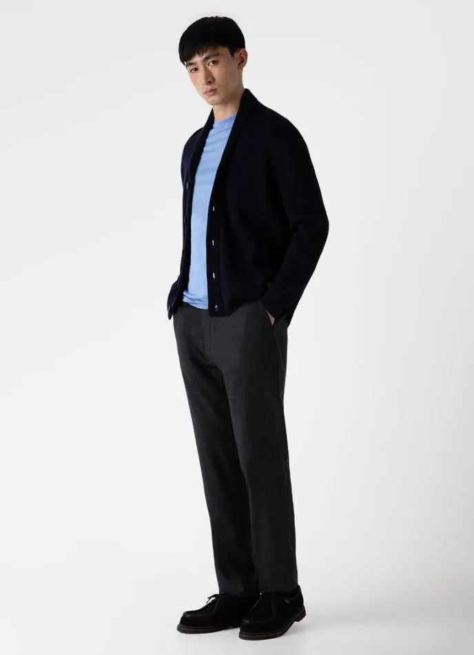 SUNSPEL Knitwear Ribbed Shawl Neck Cardigan Navy 8211 Men