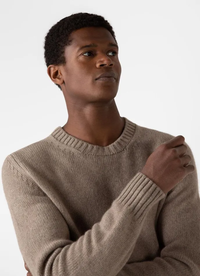 SUNSPEL Knitwear Roxburgh Cashmere Jumper Natural Brown 8211 Men