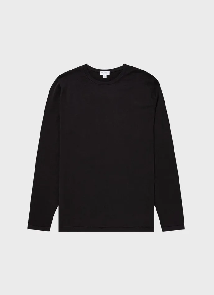 SUNSPEL Knitwear Sea Island Cotton Crew Neck Jumper Black 8211 Men