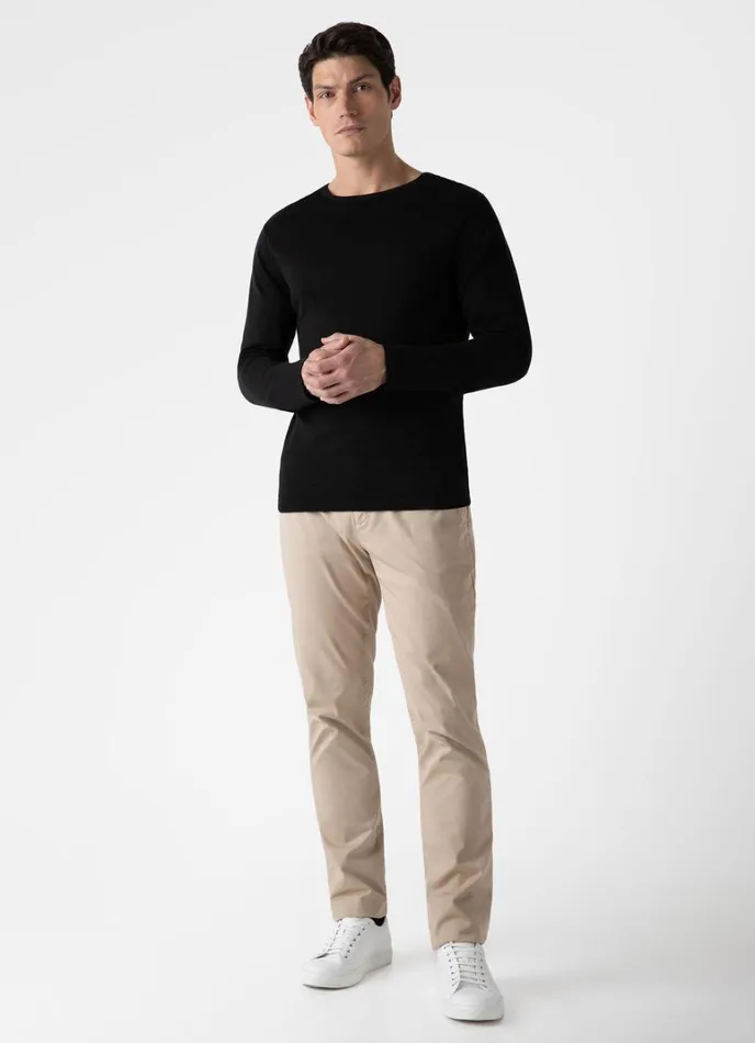 SUNSPEL Knitwear Sea Island Cotton Crew Neck Jumper Black 8211 Men