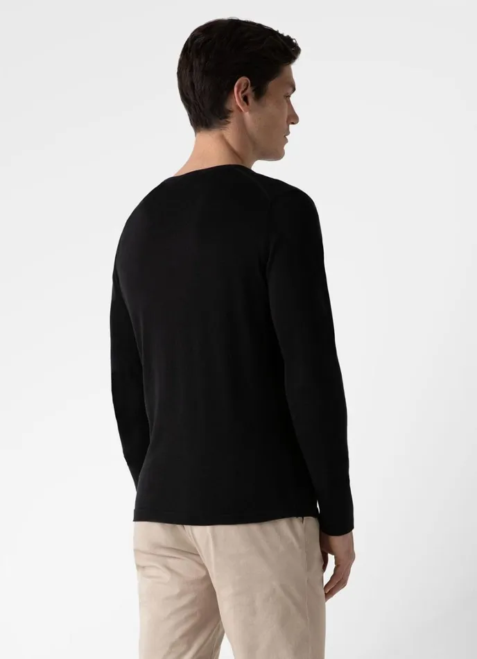 SUNSPEL Knitwear Sea Island Cotton Crew Neck Jumper Black 8211 Men