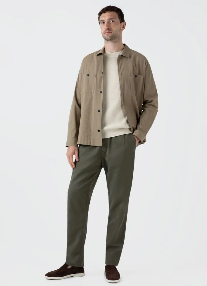 SUNSPEL Knitwear Waffle Stitch Crew Neck Jumper Ecru 8211 Men