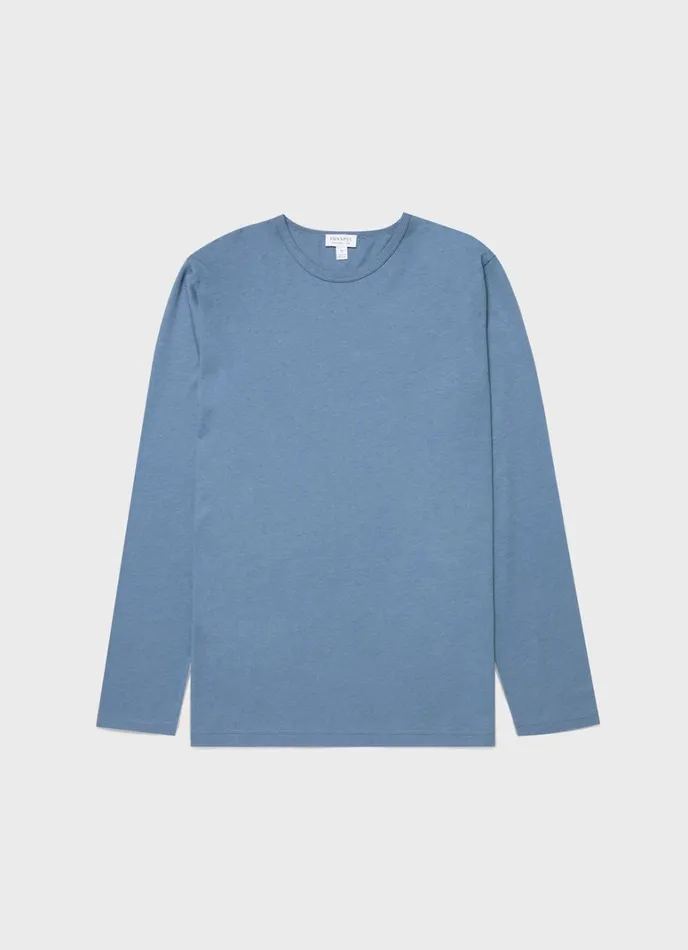 SUNSPEL Loungewear and Sleepwear Long Sleeve Cotton Modal Lounge Tshirt Bluestone 8211 Men