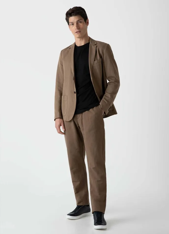 SUNSPEL Pants Cotton Linen Drawstring Trouser Dark Tan 8211 Men