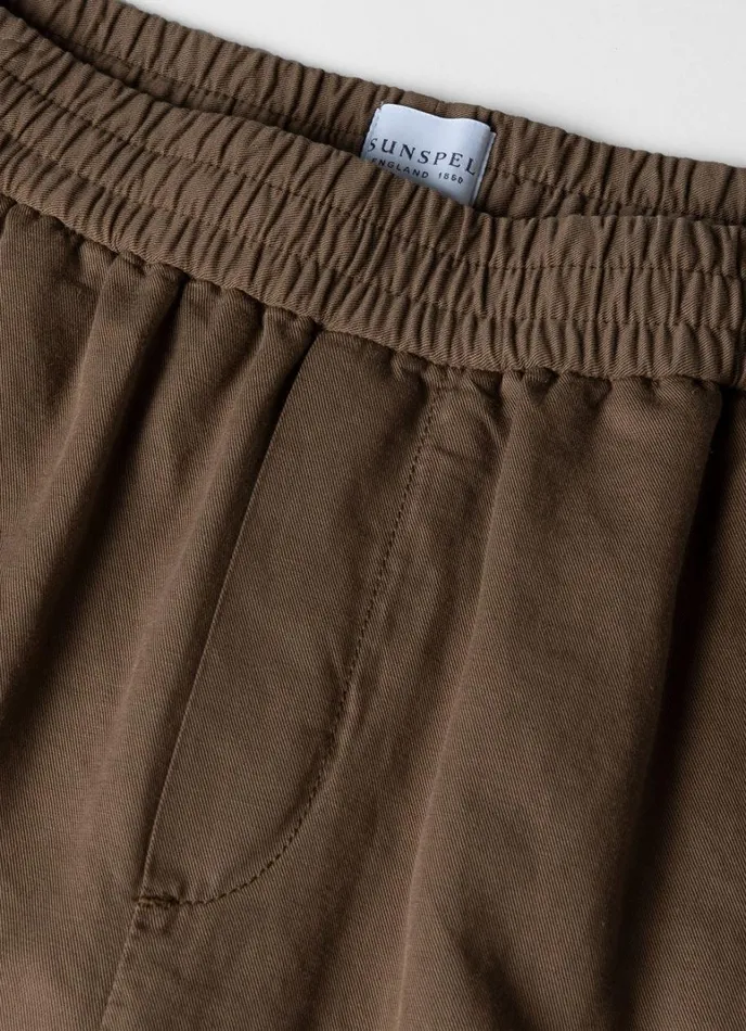 SUNSPEL Pants Cotton Linen Drawstring Trouser Dark Tan 8211 Men