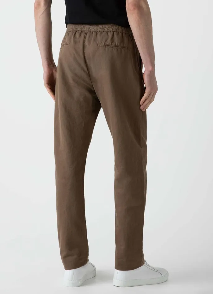 SUNSPEL Pants Cotton Linen Drawstring Trouser Dark Tan 8211 Men