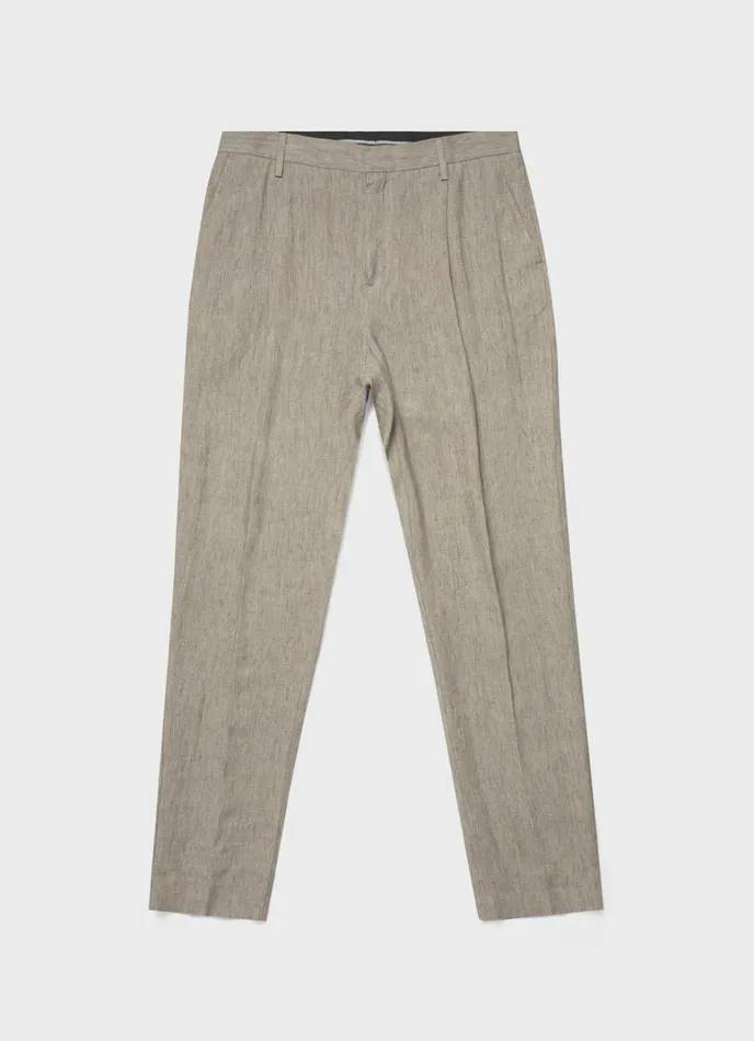 SUNSPEL Pants Pleated Linen Trouser Dark Stone 8211 Men