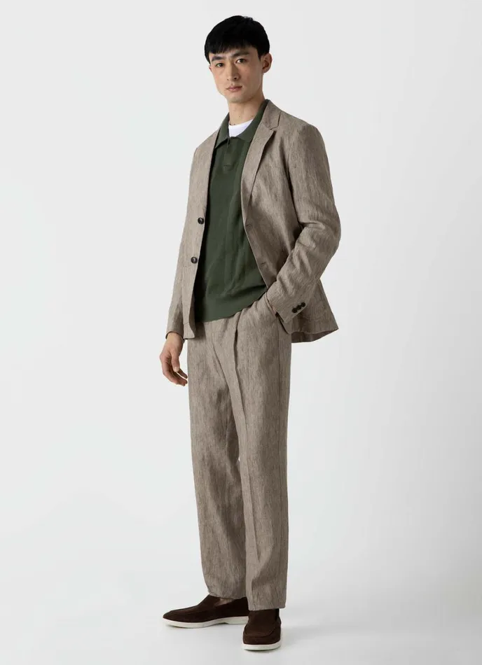 SUNSPEL Pants Pleated Linen Trouser Dark Stone 8211 Men