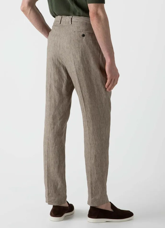 SUNSPEL Pants Pleated Linen Trouser Dark Stone 8211 Men