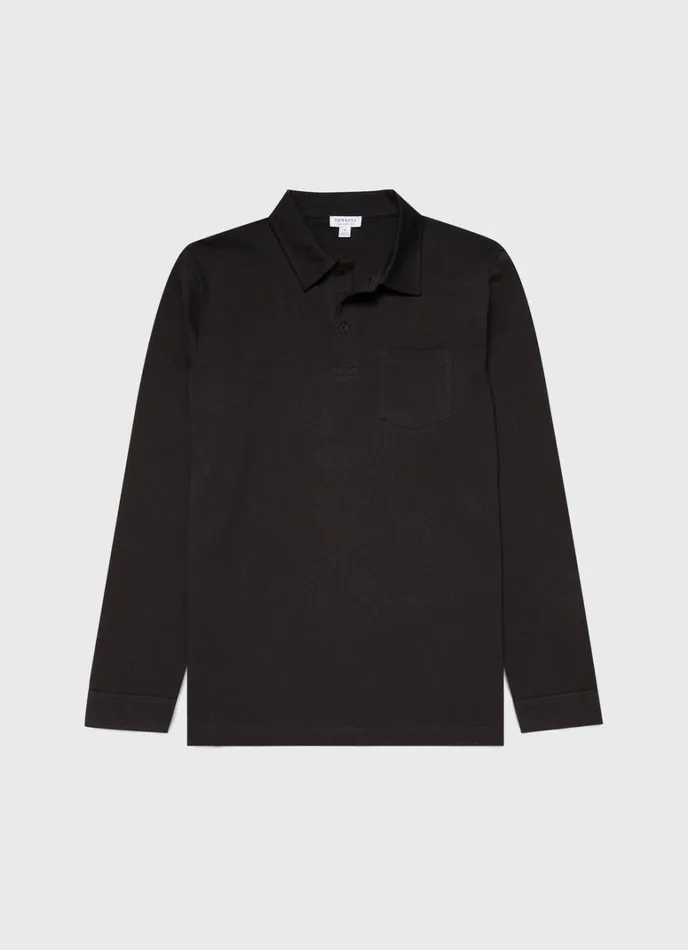 SUNSPEL Polo Shirts Long Sleeve Riviera Polo Shirt Coffee 8211 Men
