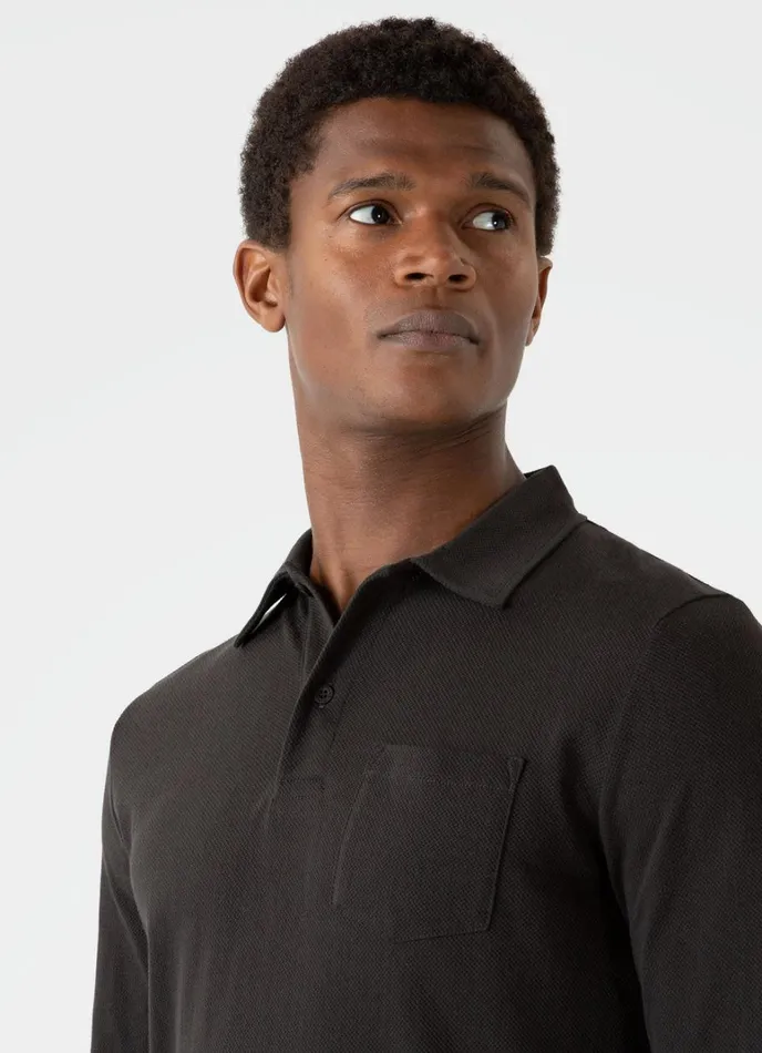 SUNSPEL Polo Shirts Long Sleeve Riviera Polo Shirt Coffee 8211 Men