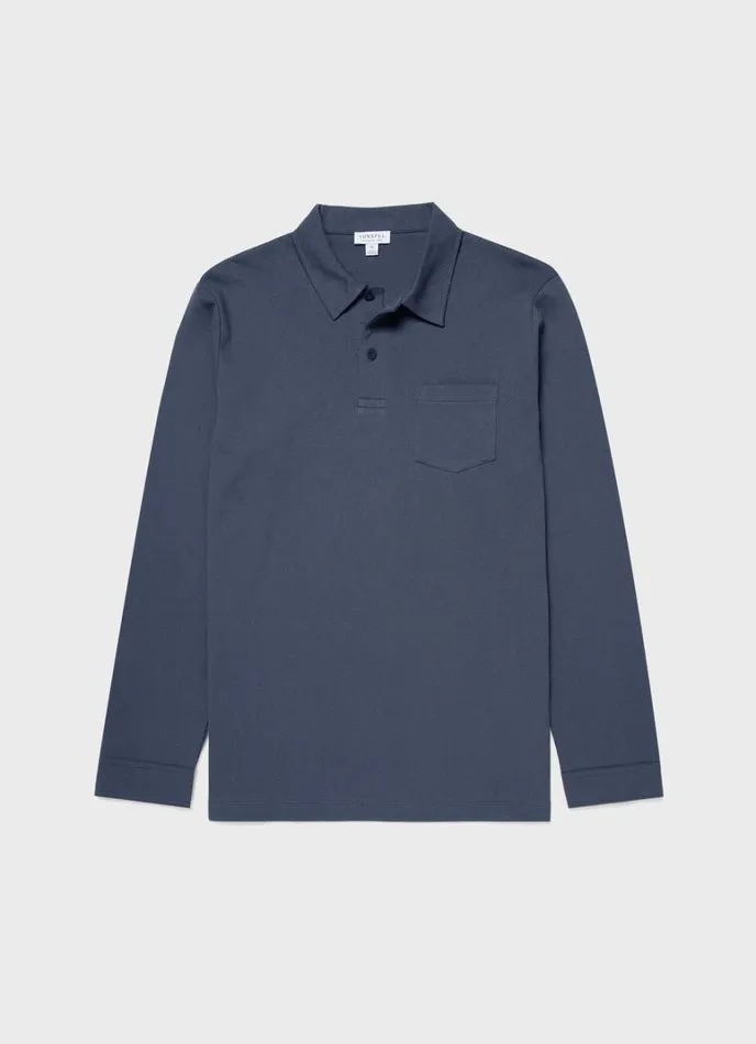 SUNSPEL Polo Shirts Long Sleeve Riviera Polo Shirt Slate Blue 8211 Men