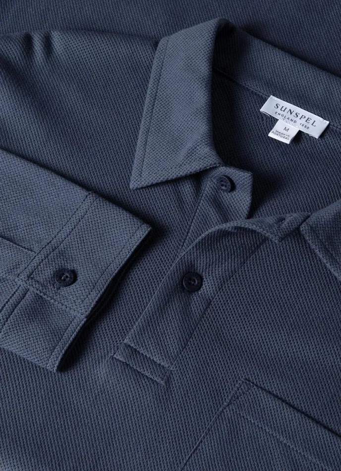 SUNSPEL Polo Shirts Long Sleeve Riviera Polo Shirt Slate Blue 8211 Men