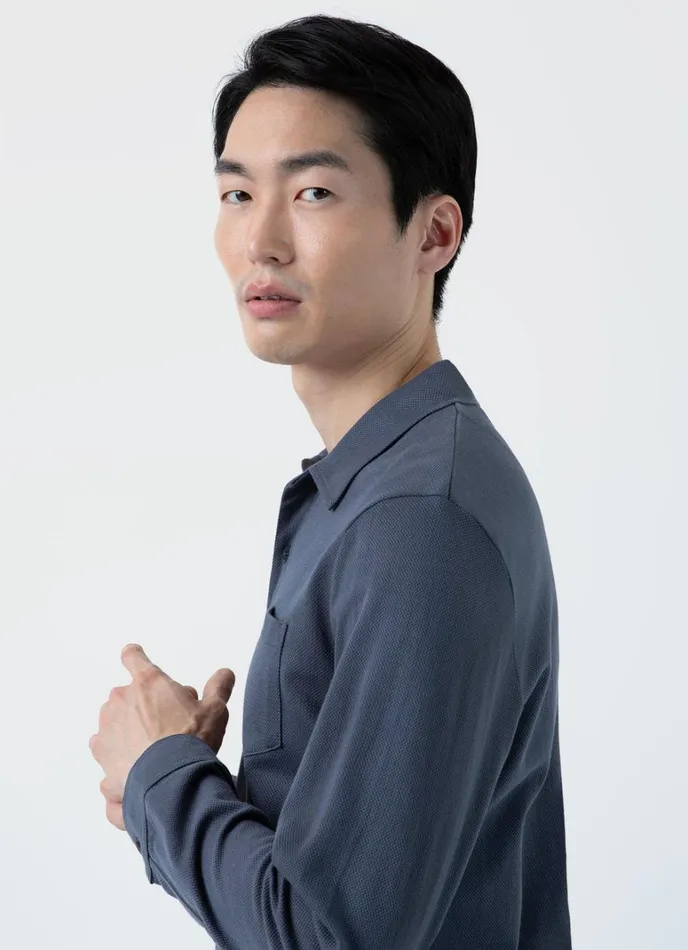 SUNSPEL Polo Shirts Long Sleeve Riviera Polo Shirt Slate Blue 8211 Men