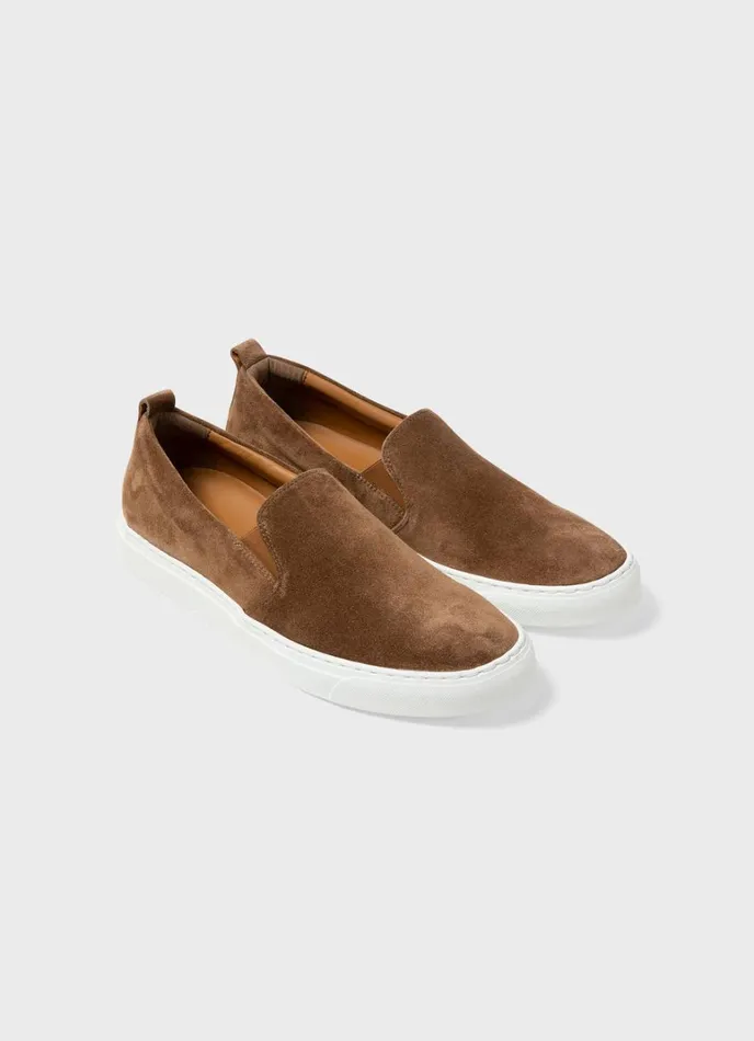 SUNSPEL Shoes Suede Slip On Trainer Dark Stone 8211 Men