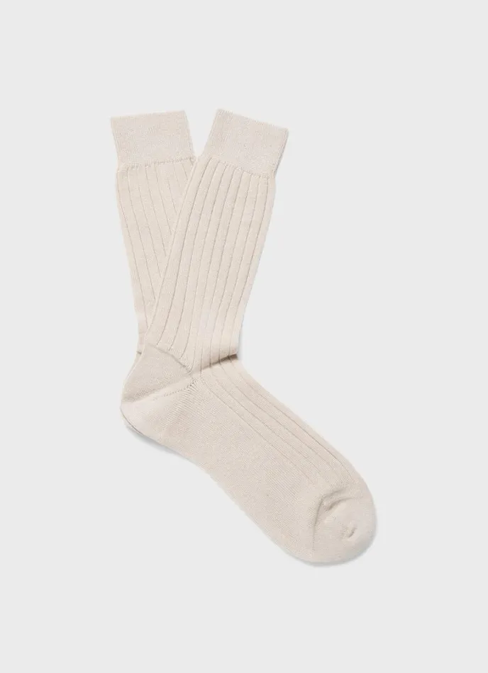 SUNSPEL Socks Cashmere Ribbed Socks Natural 8211 Men